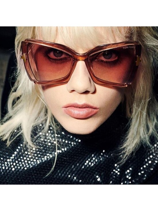 Tom Ford Gia FT0766 03B Sunglasses Black Butterfly Frame, Green Lenses main image 6